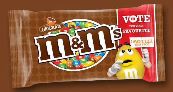 'Vote for yellow' pack of M&M's