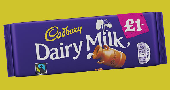 £1 pricemarked pack of Cadbury Dairy Milk