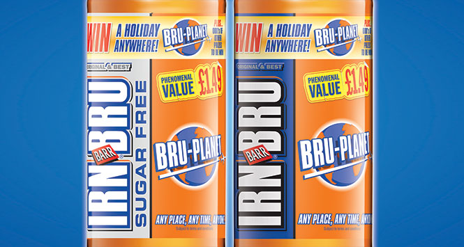 Irn-Bru Bru Planet promotional bottles
