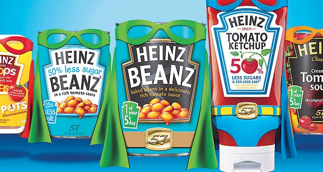 Can of Heinz Beanz wearing a cape and mask