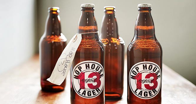 Bottles of Hop House 13 lager