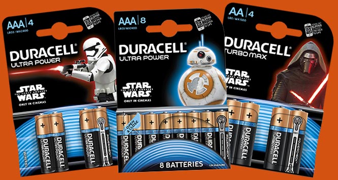 Stars Wars branded Duracell batteries