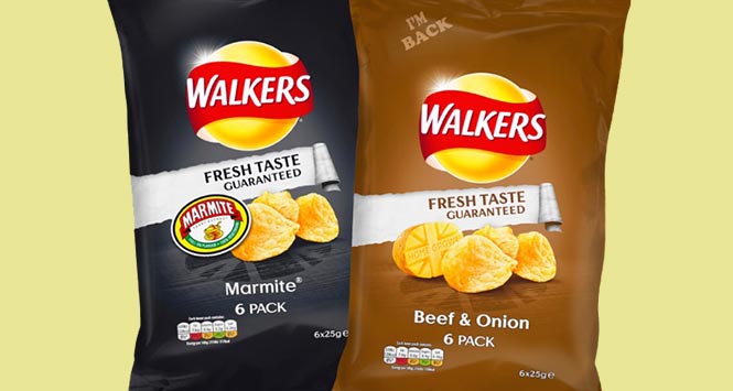 Walkers Marmite and Beef & Onion flavour