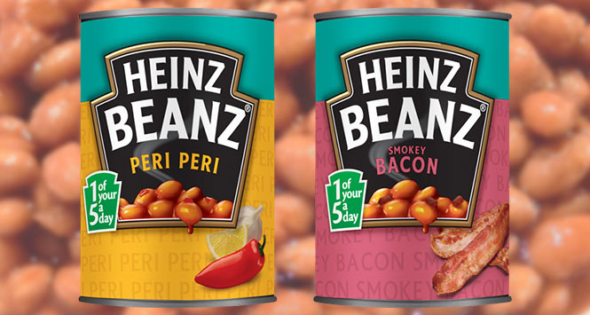 Heinz Beanz Peri Peri and Smokey Bacon varieties