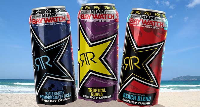 Rockstar's Baywatch promotion cans
