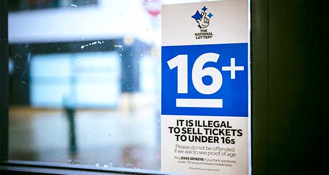 Camelot's National Lottery 16+ sign