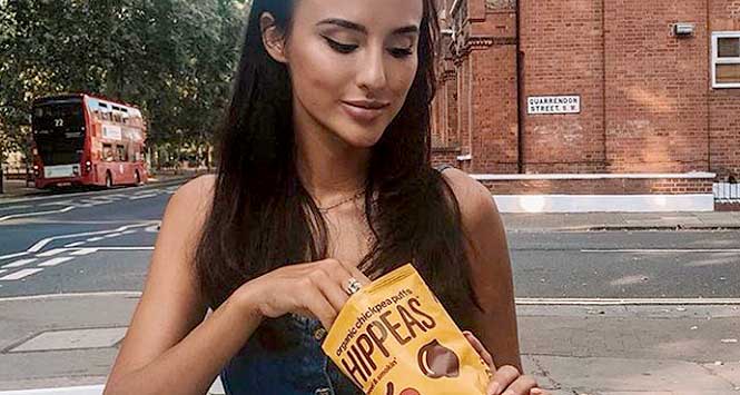 Lucy Watson eating Hippeas for Veganuary