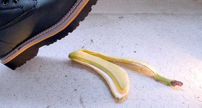 slipping on banana skin
