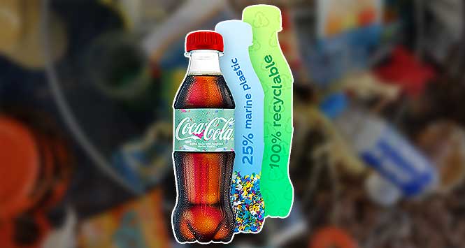 Coke bottle made from marine plastic