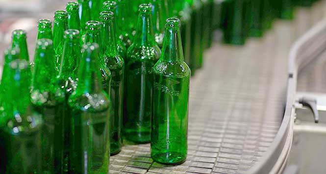 recycled beer bottles