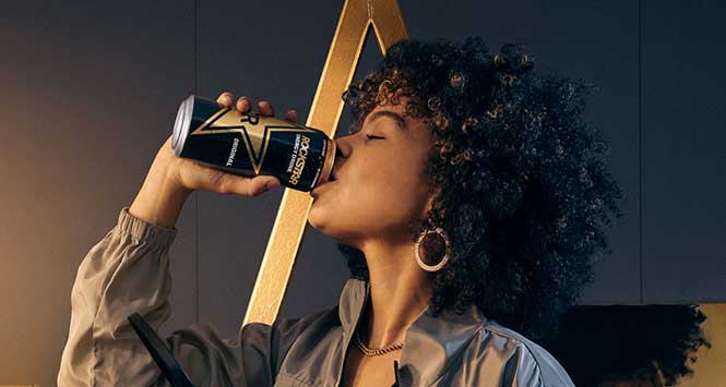 Woman drinking Rockstar