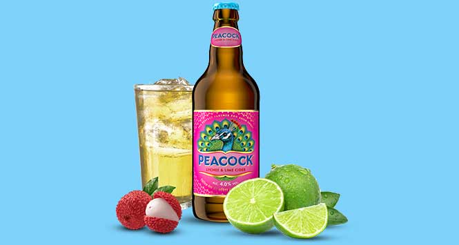 Peacock lychee and lime cider