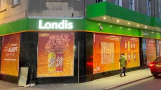Londis store with Lucozade window wraps