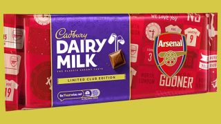 Arsenal-themed Cadbury Dairy Milk bar