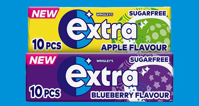 Wrigley Extra apple and blueberry flavours