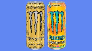 Monster Ultra Gold and Monster Khaotic cans