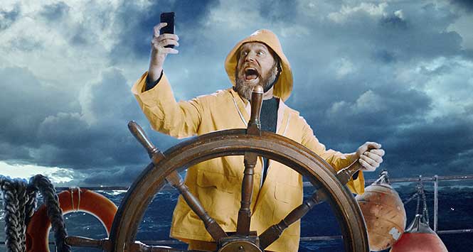 Fisherman taking selfie
