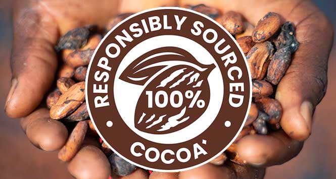 100% responsibly sourced cocoa logo