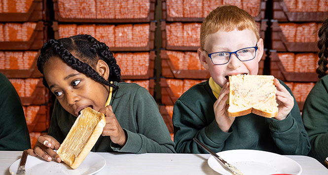 Children eating toast
