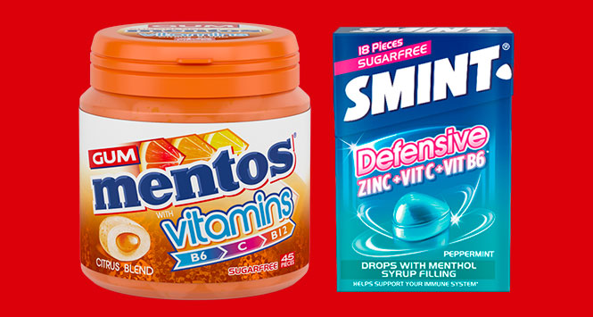 Mentos Citrus Vitamin Gum and Smint Defensive