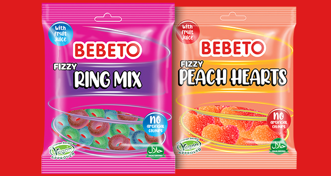 Fizzy Vegan Peach Hearts and Fizzy Vegan Ring Mix