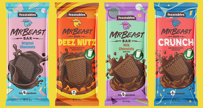 NEW MR BEAST FEASTABLES CRUNCH CHOCOLATE BARS TWO PACK