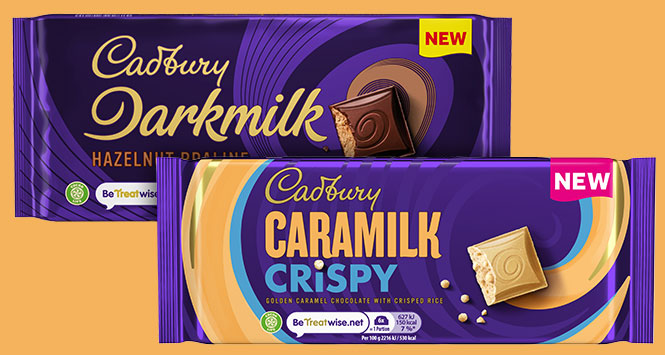Cadbury Caramilk and Darkmilk bars
