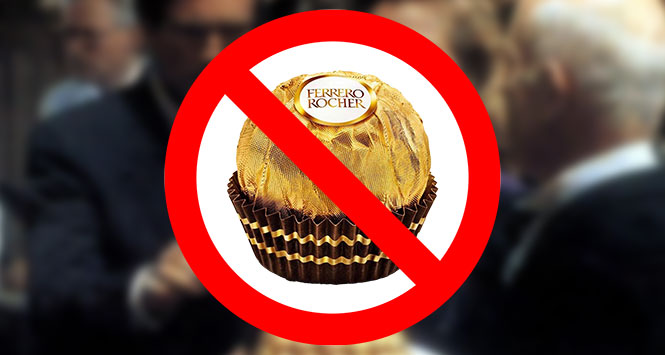 Sign warning of no Ferrero Rocher