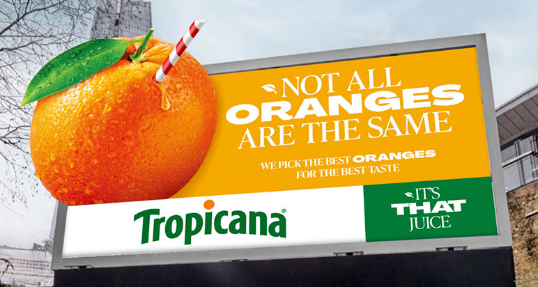 Tropicana 'Not all oranges are the same' billboard